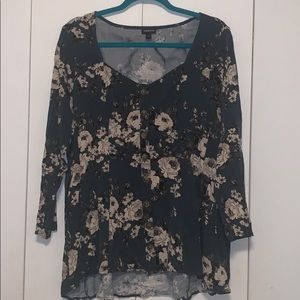 Emerald green with flower detail blouse